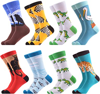 WeciBor Men's Dress Cool Colorful Novelty Funny Casual Combed Cotton Crew Socks Pack