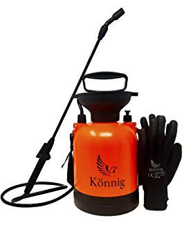 Könnig 0.8 Gallon/3L Lawn, Yard and Garden Pressure Sprayer for Chemicals, Fertilizer, Herbicides and Pesticides with Free Pair of Garden Gloves