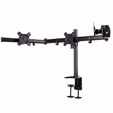 Lumsing Triple Arm LCD LED Computer Screen Monitor Desk Mount Bracket Stand for 15"-27" Screens VESA 75x75mm 100x100mm with C-Clamp / Grommet Base