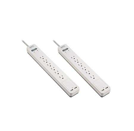 APC 6-Outlet Surge Protector Power Strip with USB Charging Ports 2-Pack, SurgeArrest Essential (PE64U2WGD)