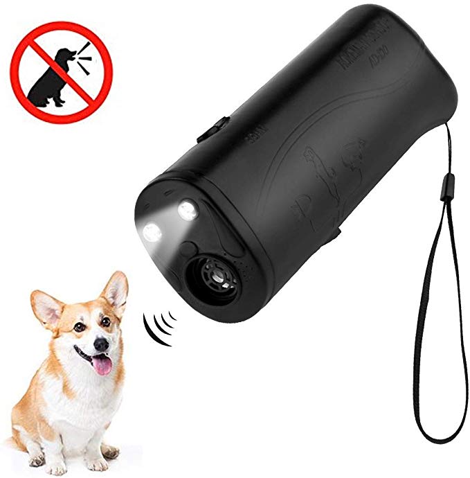 MEIREN Anti Barking Device, Handheld Dog Repellent and Training Aid with LED Flashlight, Ultrasonic Bark Control Device