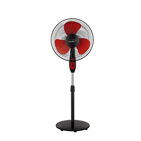 V-Guard Esfera STS Pedastal Fan with 3 Speed Setting; Speed: 1300 RPM, Sweep: 400mm and Power Consumption: 52W (Red, Black)