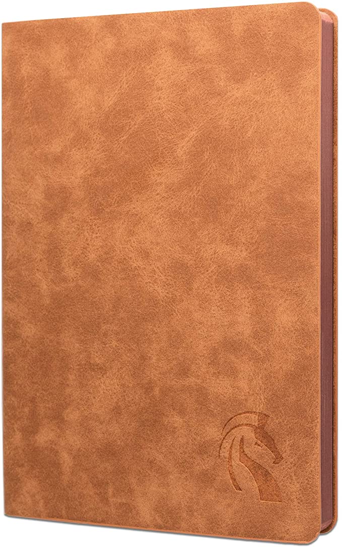LeStallion Professional Leather Journal For Men/Women - 120GSM Premium High End Notebook - Lined Paper A5 Writing Journal - 200   Indexed Pages 5x8 - Unique Brown Paper Edging | Tan Leather Cover