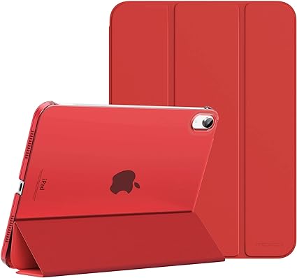 MoKo for iPad 10th Generation Case 2022, Slim Stand Hard PC Translucent Back Shell Smart Cover Case for iPad 10th Gen 10.9 inch 2022, Support Touch ID, Auto Wake/Sleep,Red