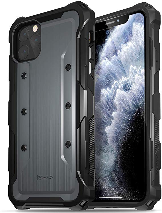 Vena iPhone 11 Pro Max Rugged Case, vArmor, Rugged Heavy Duty Defender Case, Designed for iPhone 11 Pro Max (6.5 inches) - Space Gray (PC), Black (TPU)