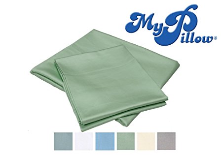 MyPillow 100% Egyptian Giza 88 Cotton Bed Sheet Set with Pillow Cases, Queen, Sage