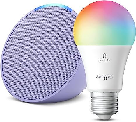 Echo Pop | Lavender Bloom with Sengled Smart Color Bulb | Alexa smart home starter kit