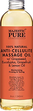 Majestic Pure Anti Cellulite Treatment Massage Oil, Unique Blend of Massage Essential Oils - Improves Skin Firmness, More Effective Than Cellulite Cream, 8 fl oz