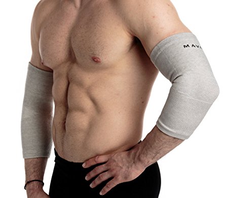 Mava Sports Elbow Sleeve Recovery Compression – Support for Workouts, Weightlifting, Arthritis, Tendonitis, Tennis and Golfer's Elbow – Bamboo Charcoal Fiber Athletic Elbow Compression Sleeves