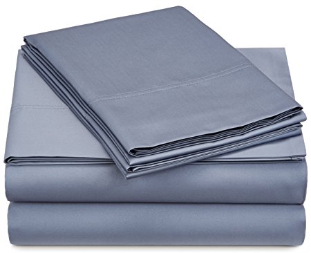 Pinzon 500-Thread-Count 100-Percent Super Soft Pima Cotton Sheet Set, California King, Flint Blue