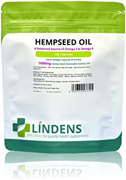 Lindens Hemp Seed Oil 1000mg Capsules (100 Pack)