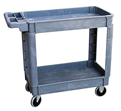 School Specialty 2-Shelves Utility Cart, 17 W X 31 D X 33 H in, 500 lb, High Density Thermoplastic, 4 Wheel