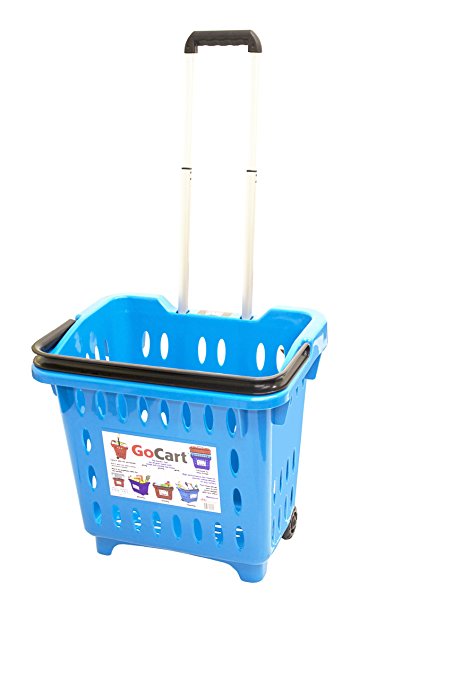 GoCart, Teal Grocery Shopping Basket Rolling Laundry Cart