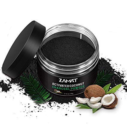 ZAMAT Teeth Whitening Charcoal Powder, Natural Organic Activated Coconut Charcoal Tooth Whitener, Kaolin & Xylitol, Remove Coffee Cigarette Wine Stains, Promote Healthy Teeth & Radiant Smile, 2.11 oz