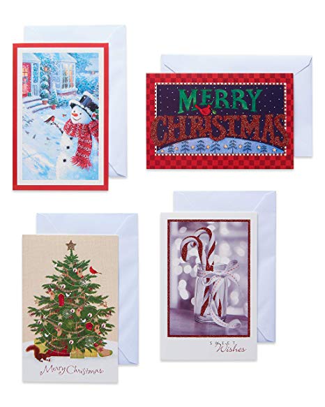 American Greetings 6027183 Traditional Assorted Christmas Boxed Cards with White Envelopes, 24-Count