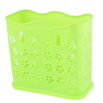 sourcingmap® Kitchen 2 Compartments Hollow Out Chopsticks Spoon Case Holder Green