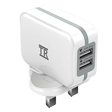 USB Wall Charger,TechRise 2-Port Travel Power Adapter With Smart-Adaptive Technology (5V 3.4A) For Apple iPhone SE, iPhone 6 / 6 Plus, iPad Air 2 / Mini 4, Samsung Galaxy S7, S6 / S6 Edge, Nexus, HTC M9, Motorola, LG and More