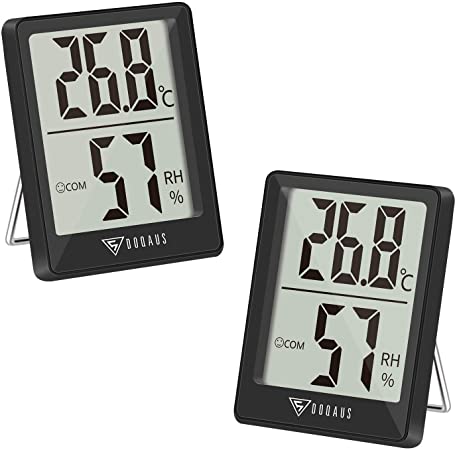 DOQAUS Room Thermometer (2 Pack), Digital Indoor Hygrometer Mini Temperature Monitor and Humidity Meter for Home Office Greenhouse Baby Nursery Comfort (Black)