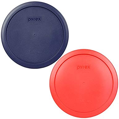 Pyrex 7402-PC (1)Blue and (1)Red 6/7 Cup Plastic Lid for Glass Bowl-2 Pack