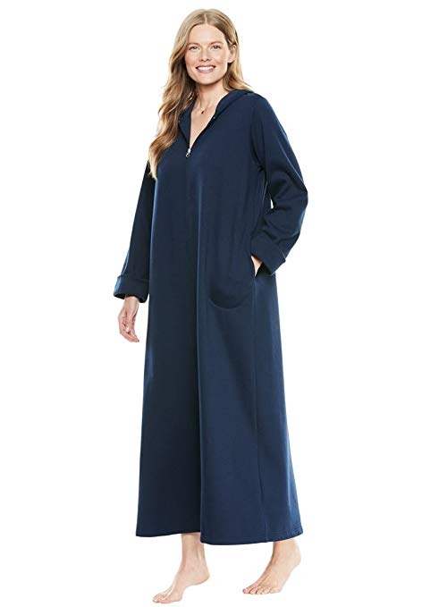 Dreams & Co. Women's Plus Size Petite Hooded Fleece Robe