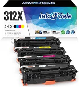 INK E-SALE Remanufactured Toner Cartridge Replacement for HP 312A 312X (4-Pack) CF380X CF381A CF382A CF383A use for Laserjet Pro MFP M476dn M476dw M476nw Printer