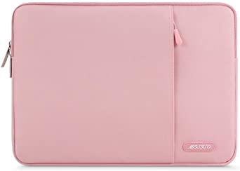 MOSISO Laptop Sleeve Bag Compatible with 13-13.3 inch MacBook Pro, MacBook Air, Notebook Computer, Water Repellent Polyester Vertical Protective Case with Pocket, Pink