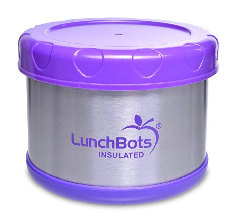 LunchBots Thermal 16-ounce Stainless Steel Insulated Food Container, Purple