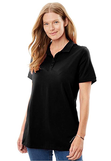 Woman Within Women's Plus Size Perfect Polo Tee