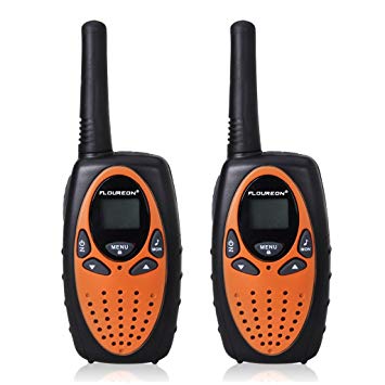 FLOUREON 2 Packs Walkie Talkies for Kids 22 Channel Two Way Radios 3000m Long Range Built-in Microphone Hand Free Best Walkie Talkie (Orange)