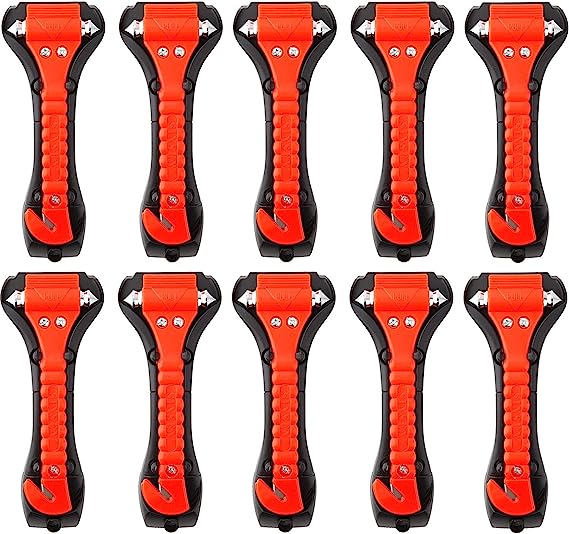 10 PCS Car Safety Hammer Emergency Escape Tool Auto Car Window Glass Hammer Breaker and Seat Belt Cutter Escape 2-in-1 for Family Rescue & Auto Emergency Escape Tools