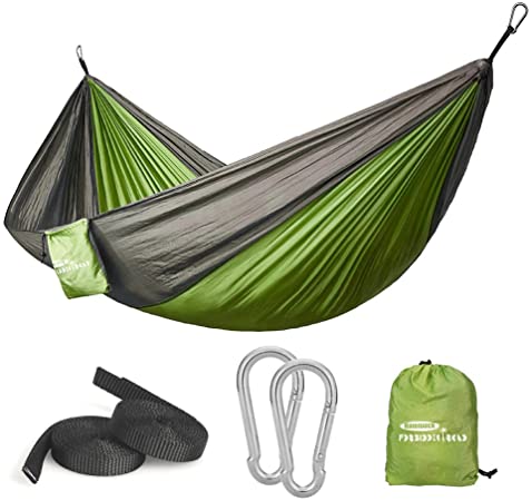 Forbidden Road Hammock Single Double Camping Portable Parachute Hammock for Outdoor Hiking Travel Backpacking - 210D Nylon Taffeta Hammock Swing - Support 400lbs - 660lbs Ropes Carabiners Included