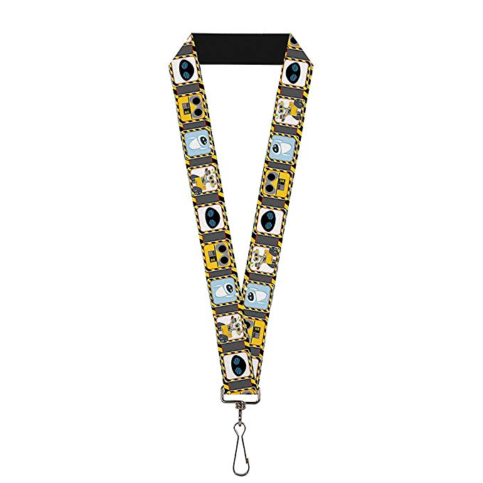 Buckle Down Lanyard-1.0-Wall-e & Eve Pose/face Hazard Blocks Gray/ye