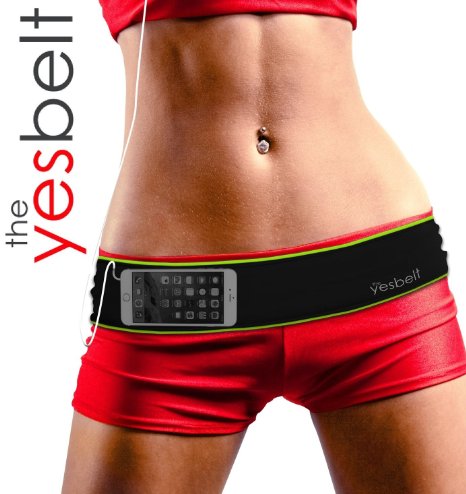 YesBelt PRO with ZIPPER Pocket - Running Belt Better than Cell Phone Sports Armband - fits iPhone 6 Plus - Waist Fanny Pack 'n Travel Money Belt - Stylish fitness flip band 4 Workout