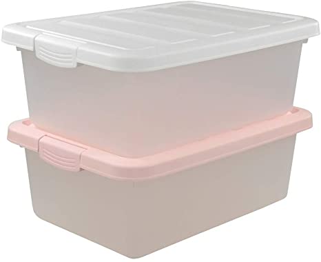Yubine 14 Quart Plastic Bin with Lid, 2 Pack Latching Box
