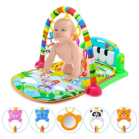 Confidence Baby Piano Play Gym Mat Kick and Play Baby Activity Gym Tummy Time Musical Floor Mat Infant Newborn Play Mat for Babies 0 To12 Months