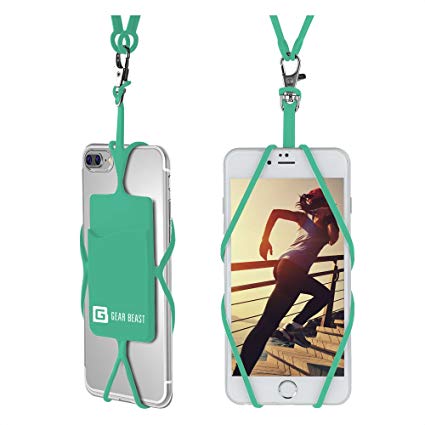 Cell Phone Lanyard Strap, Gear Beast Universal Smartphone Case Cover Holder Lanyard Necklace Wrist Strap W/ID Card Slot For iPhone X 8 Plus 8 7 Plus 7 Galaxy S9 Plus S9 S8 Plus S8 Note 8 5 & More