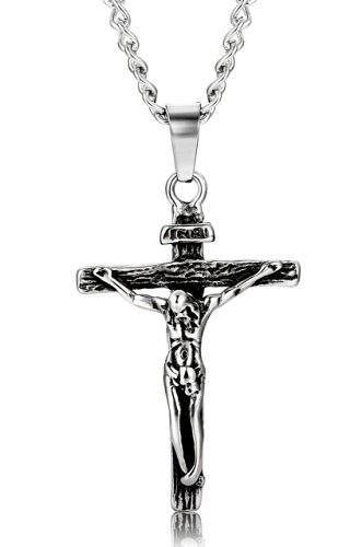 Jstyle Jewelry Stainless Steel Antique Cross Crucifix Pendant Necklace For Men 24 Inch