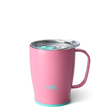 Swig Life Stainless Steel Signature 18oz Travel Mug with Spill Resistant Slider Lid in Peony