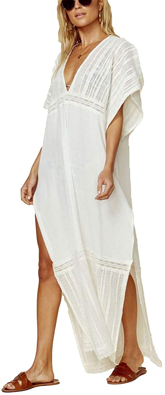 Bsubseach Women Beachwear Turkish Kaftans Long Swimsuit Cover up Caftan Beach Dress