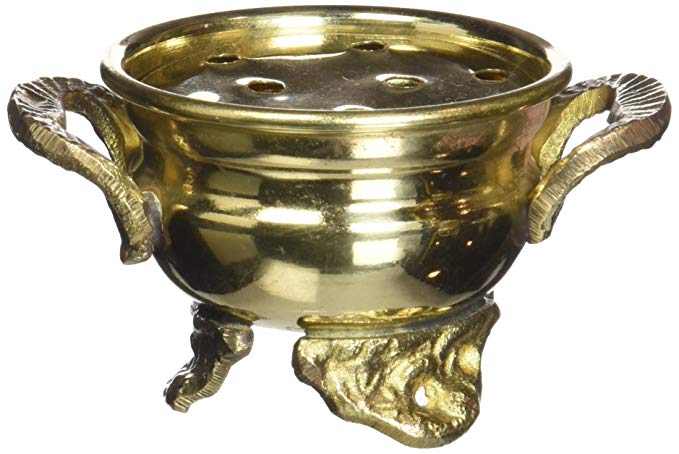 India Brass Cauldron Burner for Resin Incense, 2" L