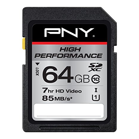 PNY High Performance 64GB SDXC Class 10 UHS-I Up to 85MB/sec - P-SDXC64GU185-GE