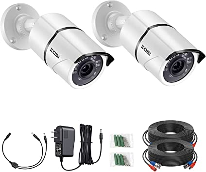 ZOSI 2PACK 1920TVL 1080P HD TVI Security Cameras 120ft Night Vision CCTV Cameras Home Security Day/Night Waterproof Camera for 720P,1080P,5MP,4K HD-TVI Analog DVR Systems