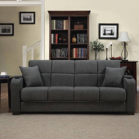 Tyler Microfiber Storage Arm Convert-a-Couch Sofa Sleepr Bed (Gray)