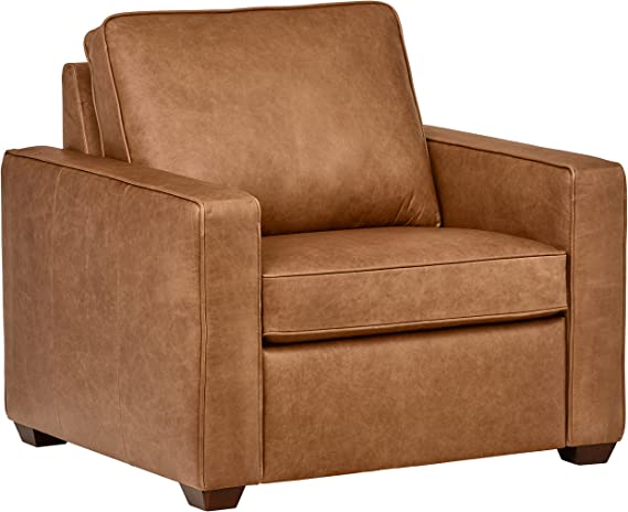 Amazon Brand – Rivet Andrews Contemporary Top-Grain Leather Chair, 40"W, Cognac