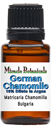 Miracle Botanicals German (Blue) Chamomile Essential Oil - 10% Dilute in Golden Argan Oil - Matricaria Chamomile - 15ml or 30ml Sizes - Therapeutic Grade - 15ml