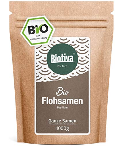 Organic Psyllium Whole (1kg Bio) of Superior Quality with The 99% Purity- resealable Bags - Lactose and Gluten Free -Bottled in Germany (de-öko-005)