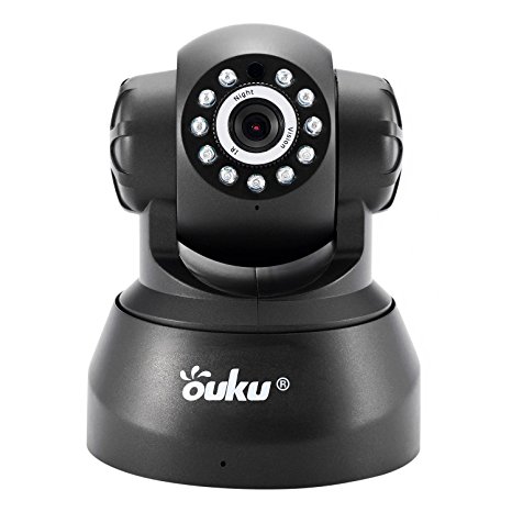Black OUKU 720P Megapixel H.264 Wireless PT ONVIF CCTV Security IP Camera Two-Way Audio and Night Vision