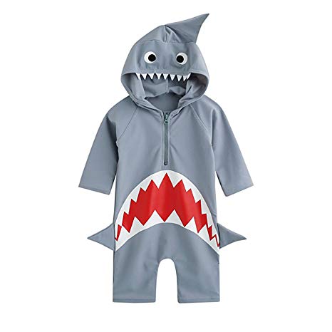 Mulfei Baby Boys Girls Shark Swim Jumpsuit Rash Guard Swimsuit Costume Sun Protection Swimwear