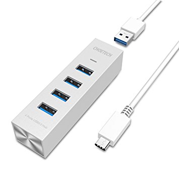 USB C Hub, CHOETECH USB-C to 4-Port USB 3.0 Hub for USB Type-C Devices Including the new Macbook 12 Inch ChromeBook Pixel and More (Silver Aluminum)