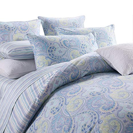 Paisley Bedding Design Skin Friendly 3Pcs Duvet Cover Set 800 TC 100% Cotton,Twin Size,Blue